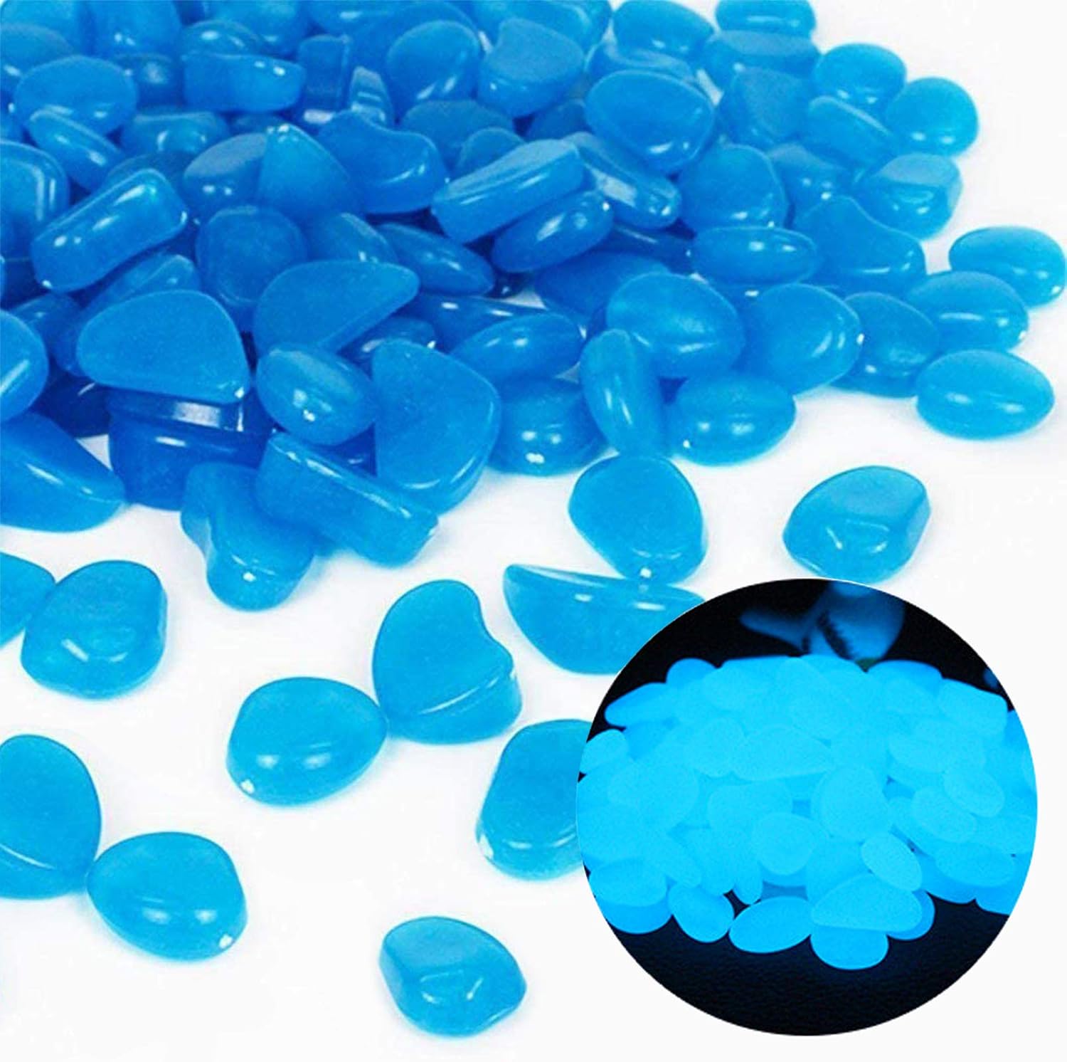 Fish Tank Rocks Glow Blue Pebb - Plant Aquarium Pot recension och pris